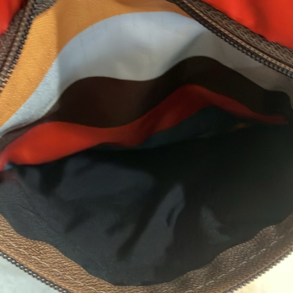 LeSportsac 3-Zip Stripe‎ Crossbody Brown, Orange, Gray - EUC - Picture 7 of 8